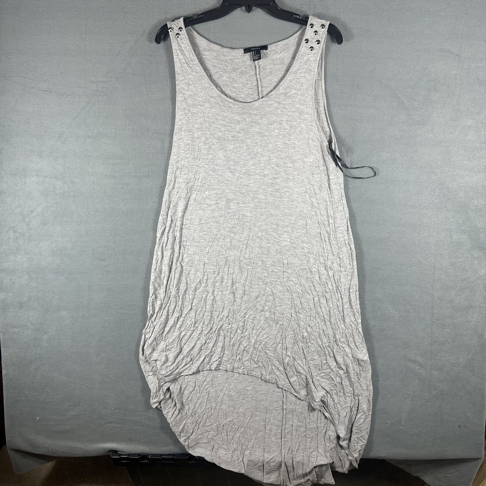 Forever 21 Women's Gray Sleeveless High Low Studded‎ Dress Size L Rayon Stretch